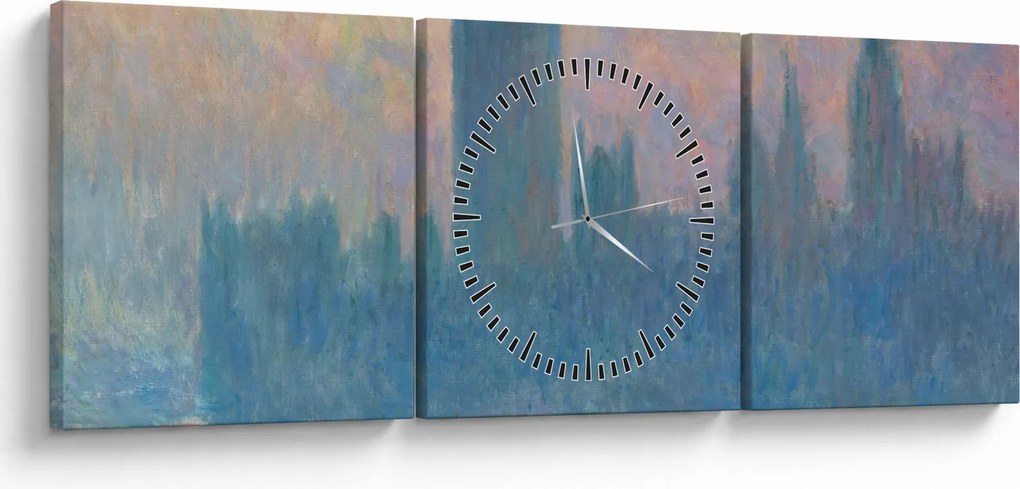 Obraz - Claude Monet, The Houses of Parliament, Sunset, reprodukcje (z zegarem) (90x30 cm)