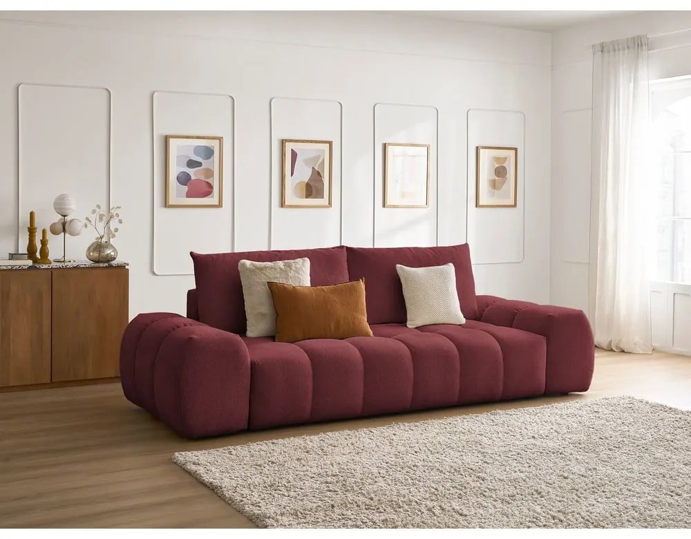 Bordowa sofa z tkaniny szenilowej 278 cm Everest – Bobochic Paris