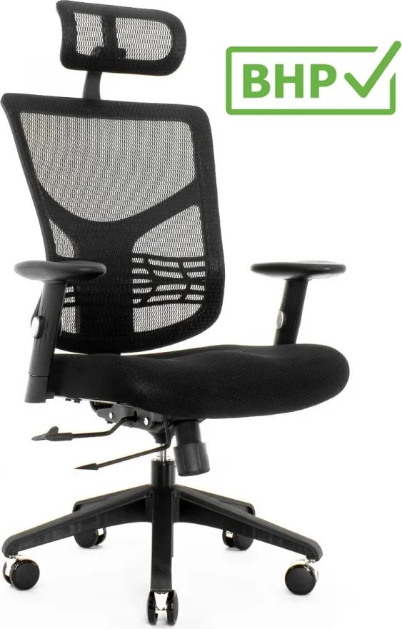 Ergonomiczne krzesło biurowe z siatki ErgoFly Star-E T-01, zgodne z normą BHP, kolor czarny