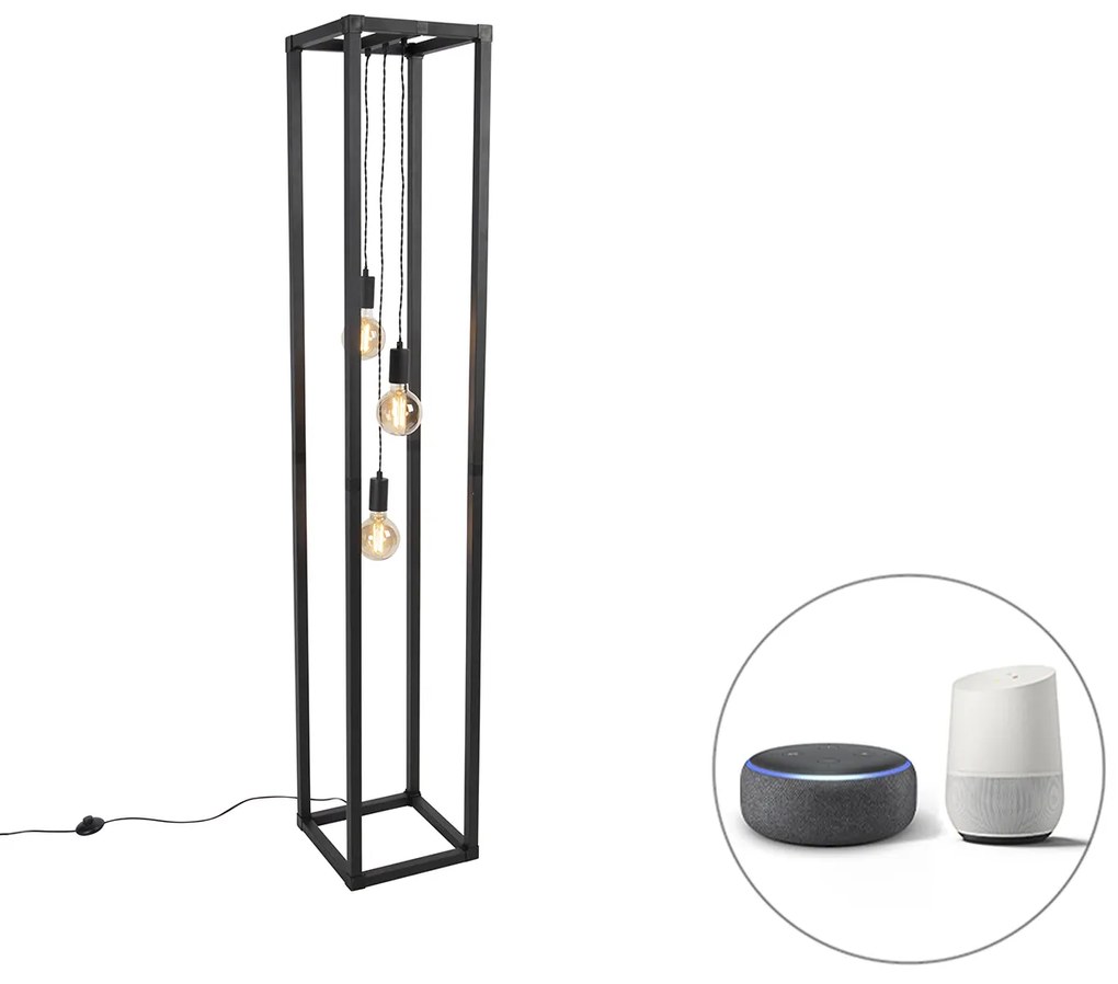 Inteligentna lampa stojąca czarna 3-światłowa w tym Wi-Fi G95 - Big CageDesignerski Oswietlenie wewnetrzne