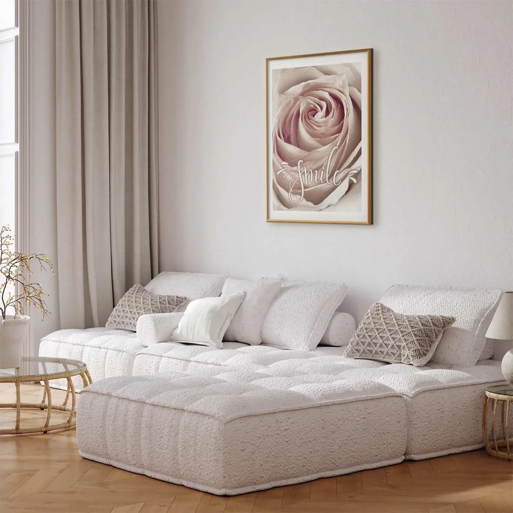 Plakat Uśmiechnij się 21x30 cm z ramą złotą z marginesem ARTGEIST B