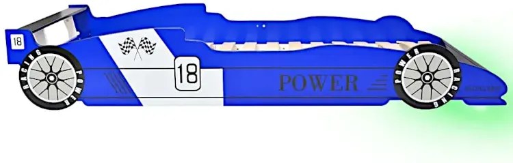 Niebieskie łóżko dziecięce auto z lampkami LED 90x200 M1-T68