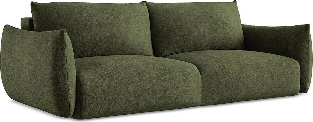 Kanapa 3-osobowa z funkcją spania - z tkaniny szenilowej - oliwkowy - LEILA