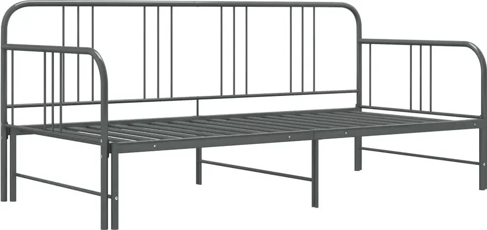 Szare rozkładane metalowe łózko 90x200 cm F4-Z35