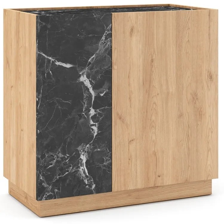 Czarno-naturalna szafka w dekorze dębu 80x79 cm Dione – Marckeric