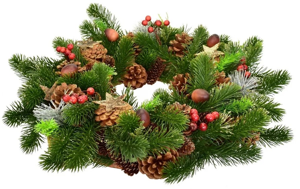 Świąteczny ozdobiony wieniec świerkowy Winter Dream, 40 cm