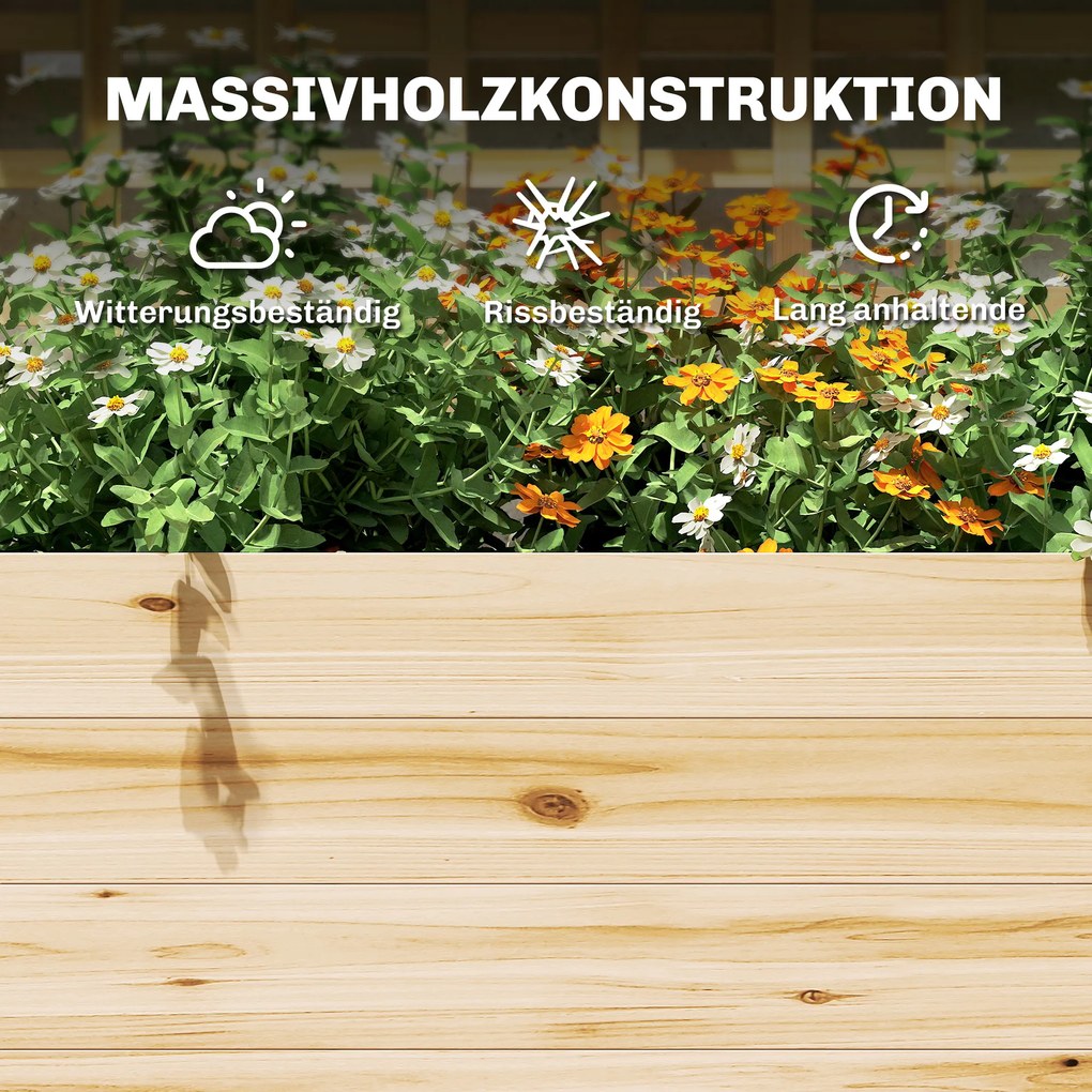 Outsunny Podwyższona donica z kratką i wiszącym dachem, drewniana donica z 2 półkami, otworami odpływowymi, 76 x 43,5 x 177 cm | Aosom PL