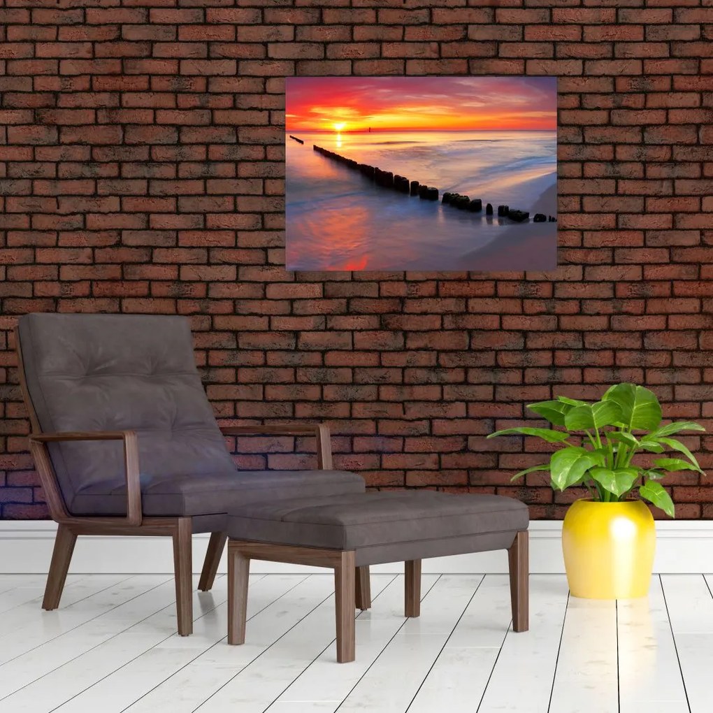 Obraz na szkle - Sunset, Baltic Sea, Poland (70x50 cm)