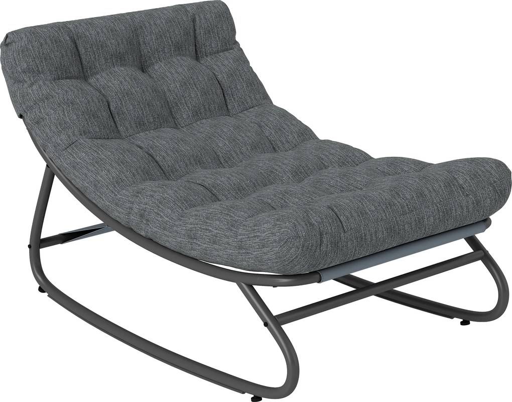 Outsunny Fotel bujany z szerokim siedziskiem z siatki i grubą poduszką, 101 x 66 x 63 cm, szary | Aosom PL