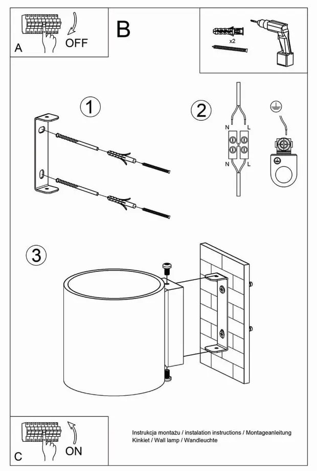 Ciemnoszary kinkiet ø 10 cm Roda – Sollux