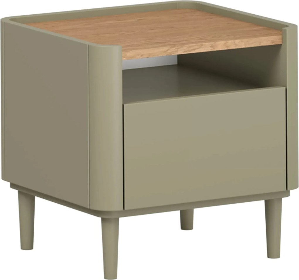 Szafka nocna Elivo 50 cm z szufladą na nóżkach - eukaliptus / dąb baltic dune