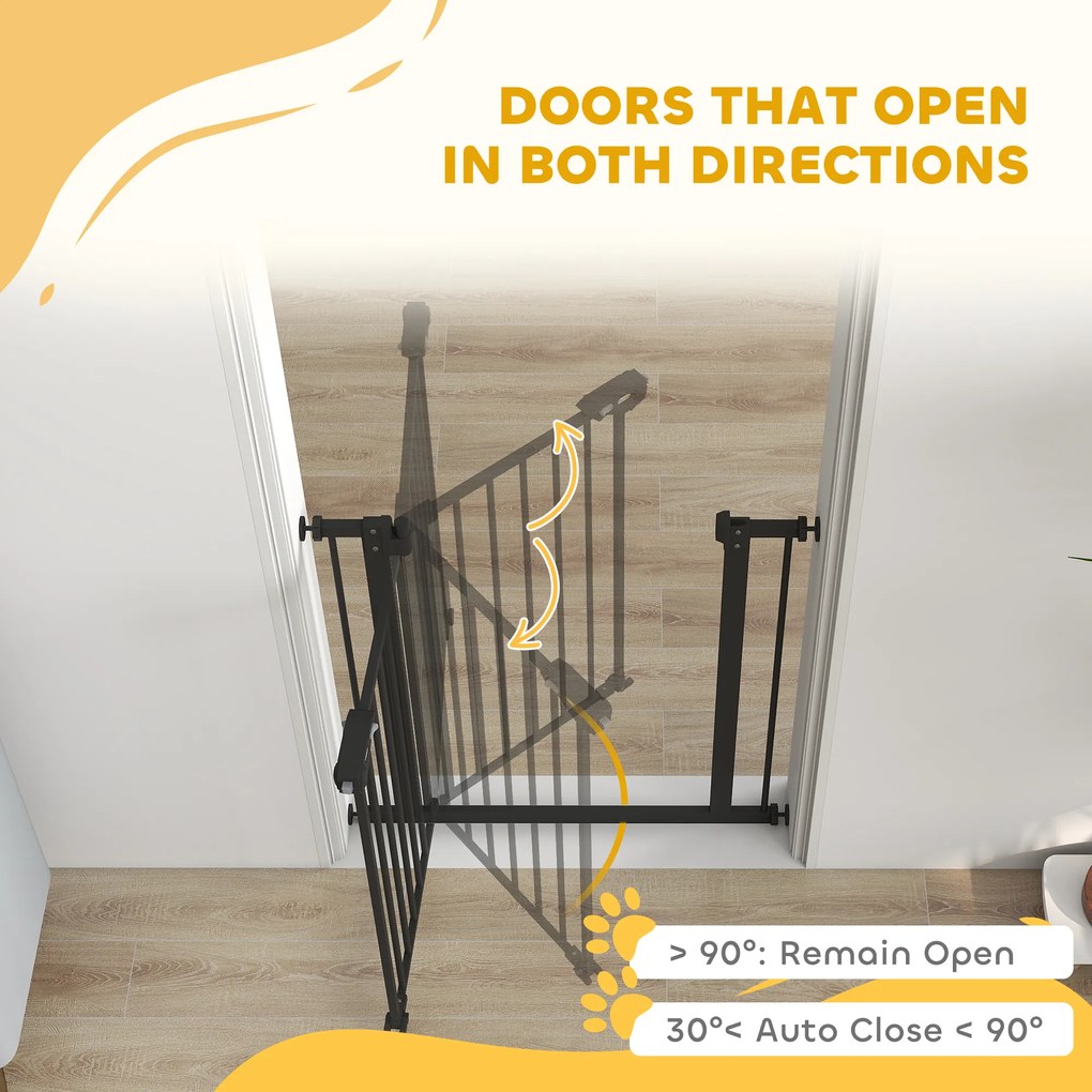 PawHut Barierka Ochronna dla Psów, Absperrgitter, Barierka dla Zwierząt, Metal, Plastik, 74-80 cm, Czarny