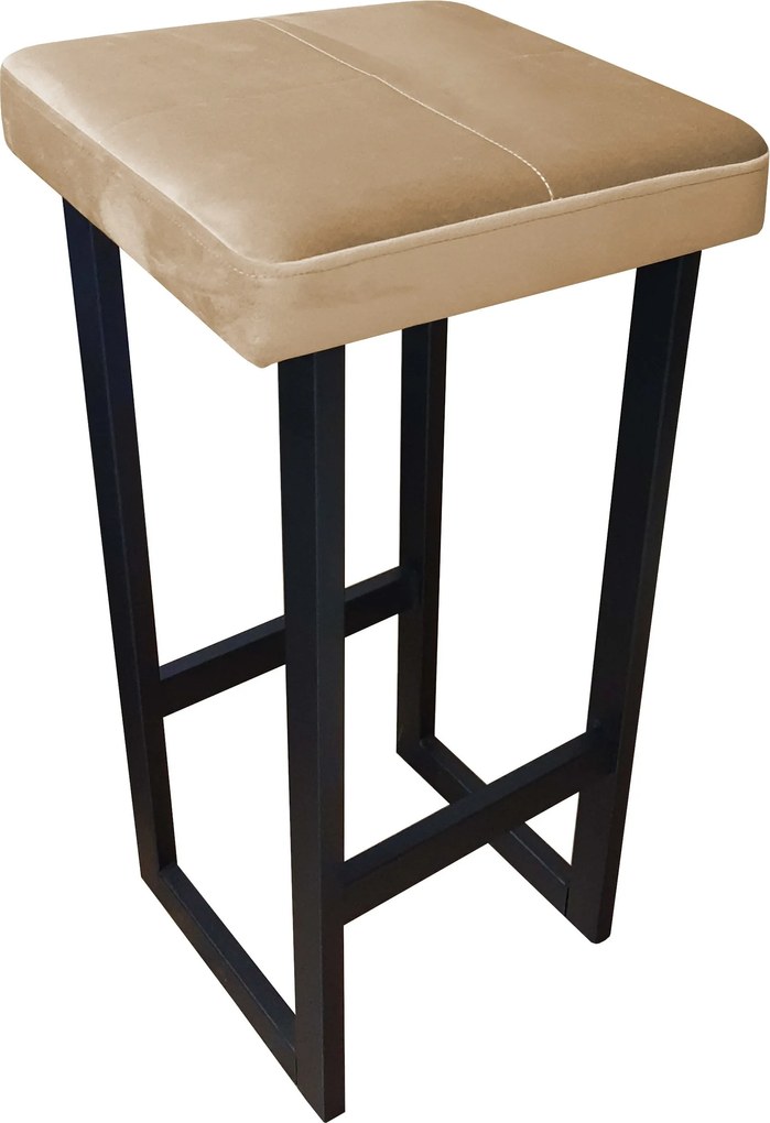 Hoker ALEX krzesło barowe tkanina Welur podstawa metalowa : Kolor Stelaża - Czarny , Kolor tkaniny - VELVET - MG06, Wysokość - 75 cm