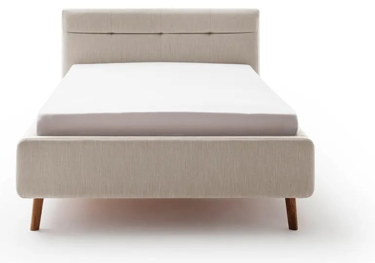 Beżowe tapicerowane łóżko dwuosobowe ze schowkiem i stelażem 140x200 cm Lotte – Meise Möbel