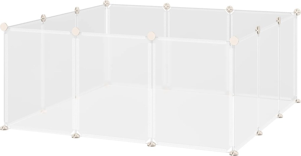 Kojec DIY dla szczeniąt 12 paneli łatwy montaż przestronny biały 105x105x45cm | Aosom PL