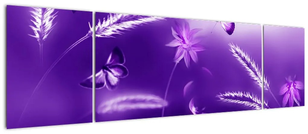 Obraz- Łąka motylów (170x50 cm)