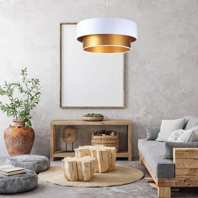 Złoto-biała lampa wisząca w stylu glamour - 5X S420 B9-R29