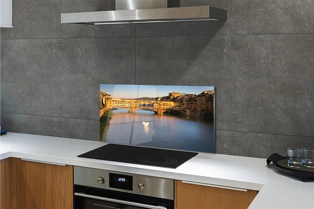 Panel szklany do Kuchni Wschód Słońca nad Mostami