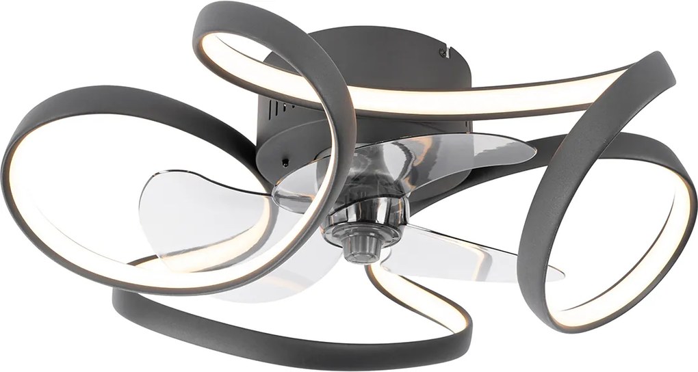 Czarny wentylator sufitowy z LED i pilotem - Mandy