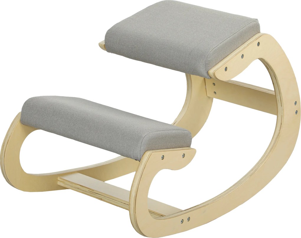 HOMCOM Ergonomiczne, bujane krzesło klęczące do home office, do poprawy postawy, jasnoszary | Aosom PL