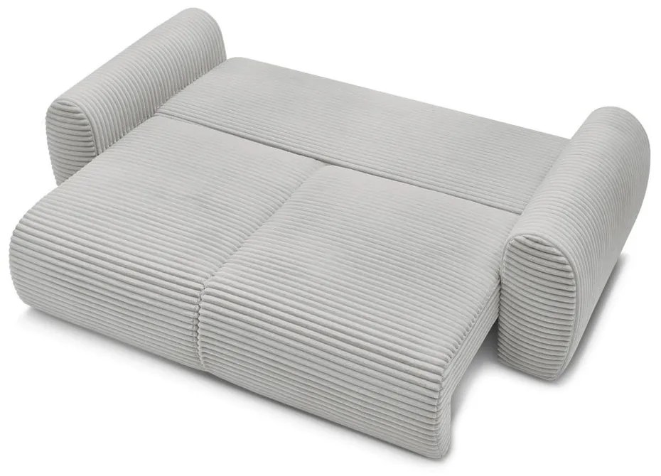 Jasnoszara sztruksowa rozkładana sofa 257 cm Lucien – Bobochic Paris