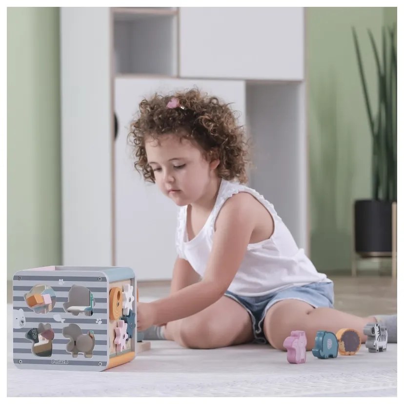 Viga polarb activity box drewniane edukacyjne centrum gier 5w1 kostka
