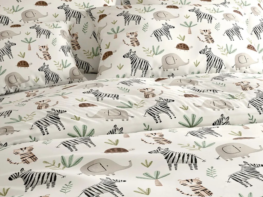 PrzytulneMieszkanie.pl PrzytulneMieszkanie.pl Pościel bawełniana Renforcé JUNGARI kremowa Rozmiar pościeli: 70 x 90 cm | 140 x 200 cm