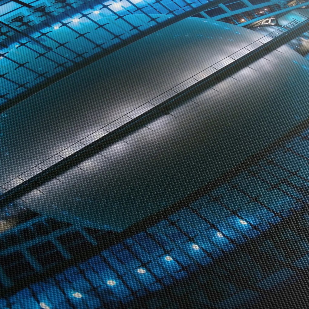 Obraz stadionu piłkarskiego (z zegarem) (90x30 cm)