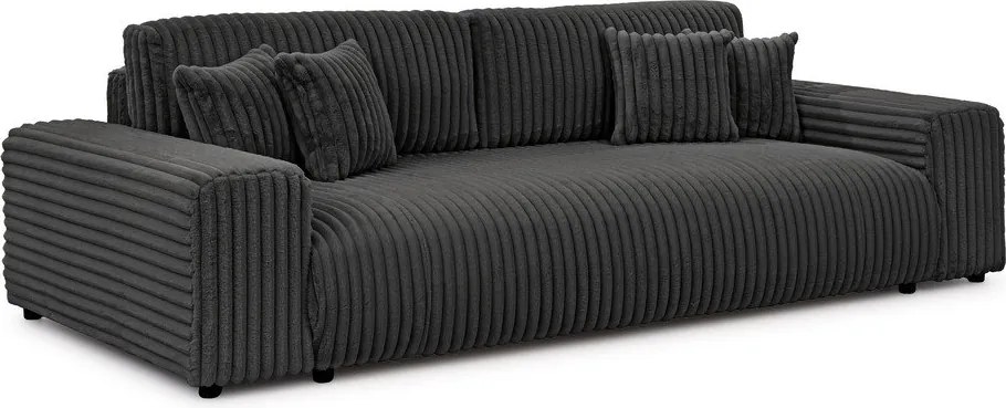 Ciemnoszara sztruksowa rozkładana sofa ze schowkiem 260 cm Justin – Ropez