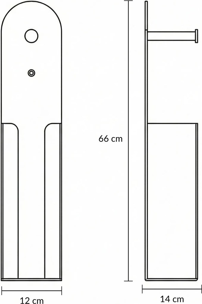 Stojak na papier toaletowy z uchwytem URVA, 66 cm