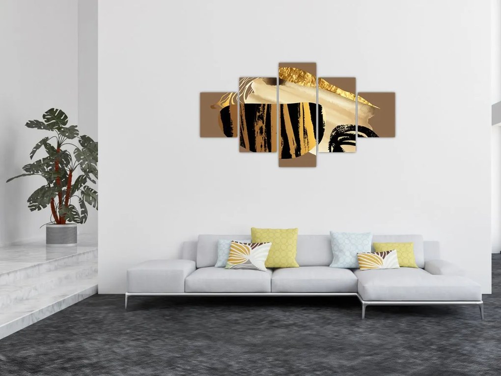 Obraz - Abstrakcja złotobrązowy N⁰2 (125x70 cm)