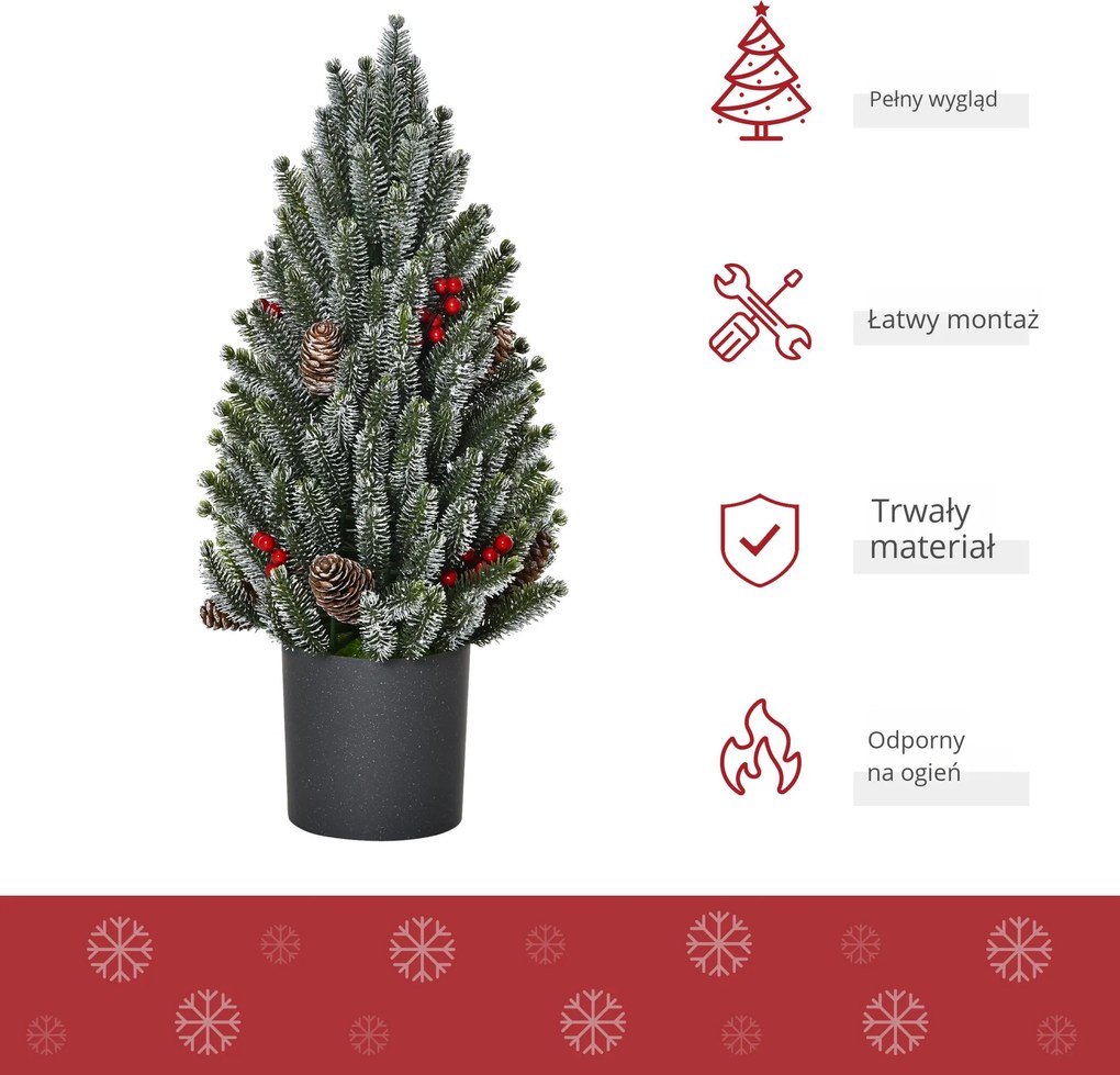 Sztuczna choinka na stół, 170 gałązek, ośnieżona, PE PVC, kolor zielony | Aosom PL