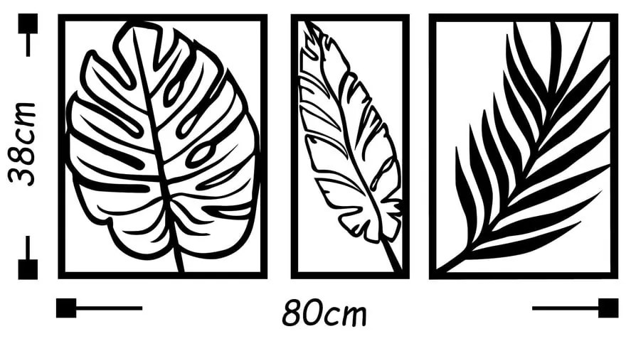 Metalowa dekoracja ścienna 80x38 cm Leaf – Wallity