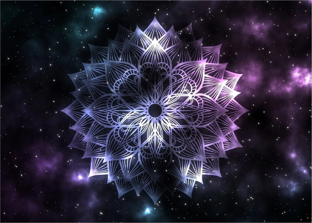 Obraz na szkle - Mandala lotosu w kosmosie (70x50 cm)