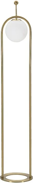 Lampa podłogowa GLAMY ARC Ø 28X168 z pozłacanego metalu z białym kloszem ze szkła