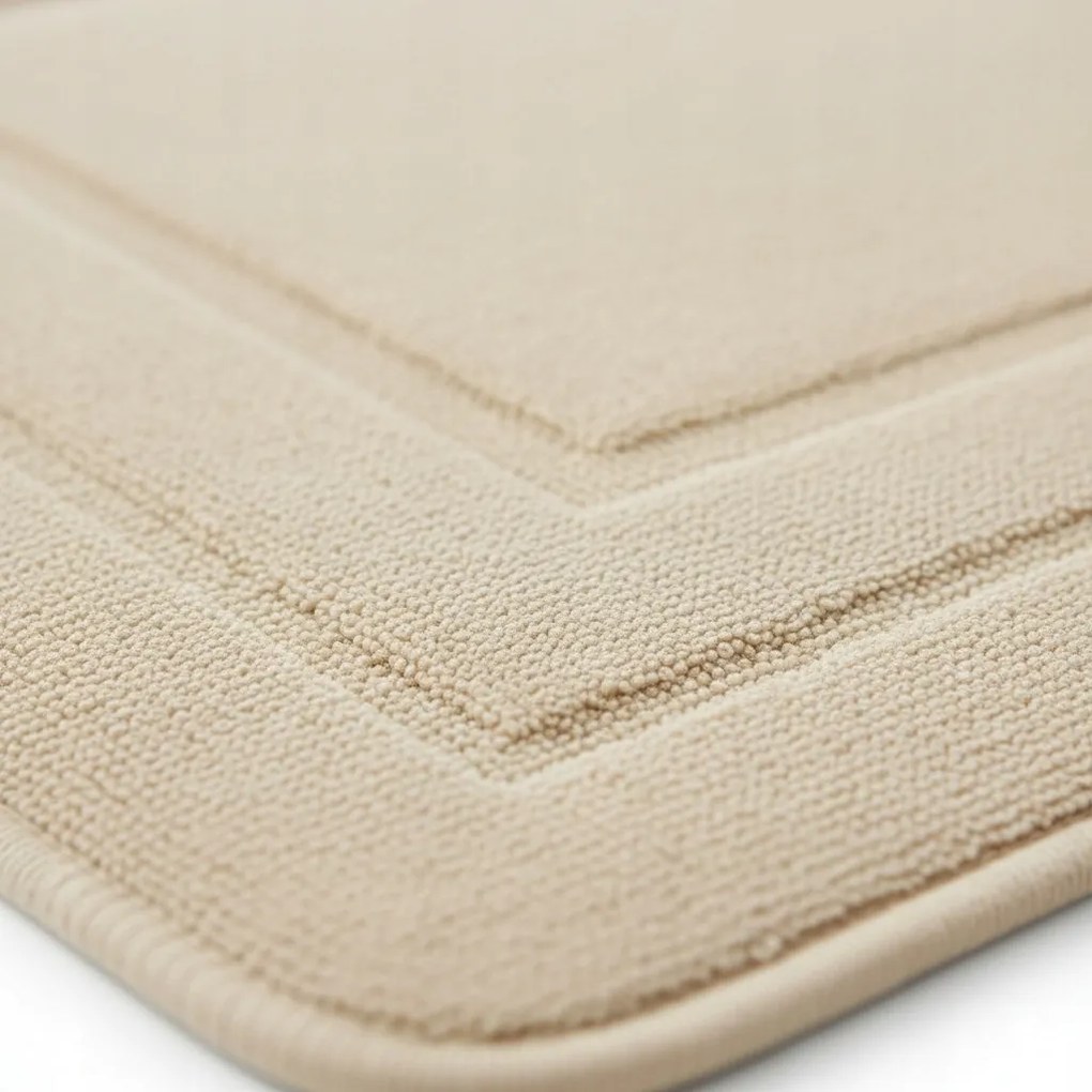Beżowy Dywanik Łazienkowy 40x60 cm Dekoracyjny gumowy spód antypoślizgowy-S / Biały