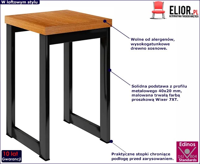 Loftowy Taboret Metalowy Kwadratowy E7-P11