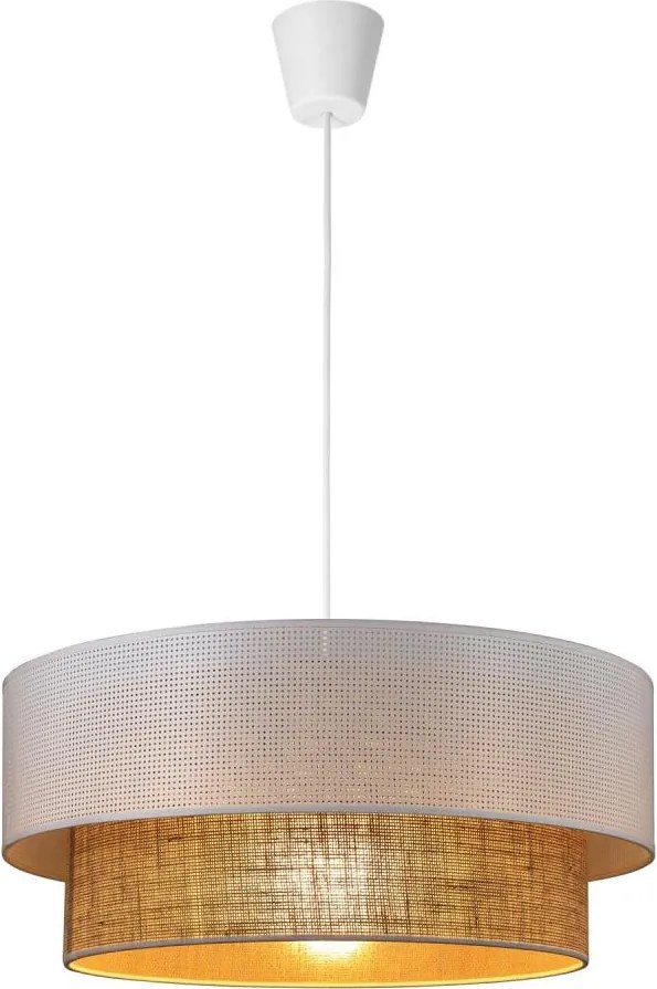 Lampa wisząca na przewodzie BORHO 1xE27/60W/230V śr. 40 cm biała/juta