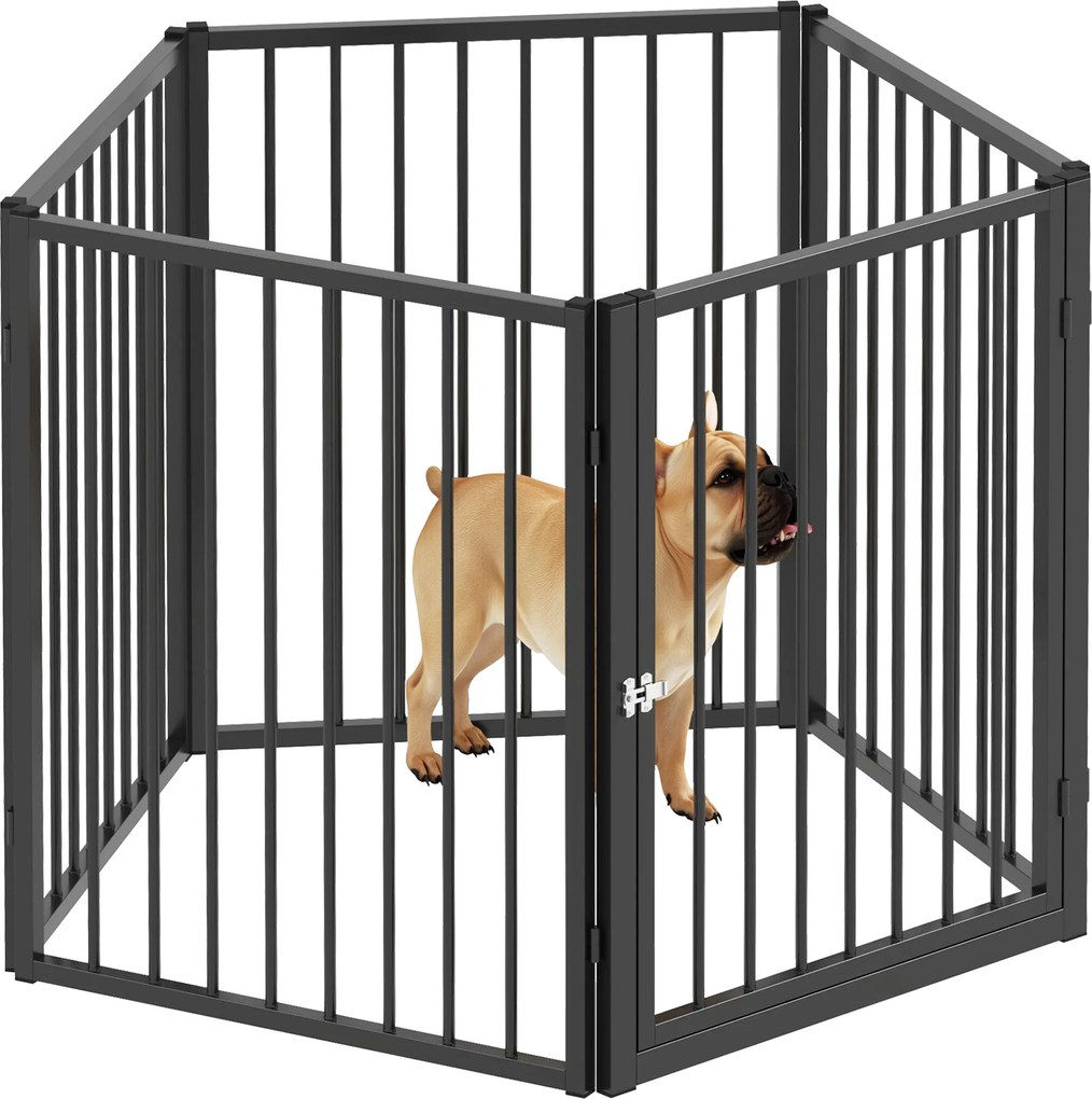 PawHut Park dla psów, zagroda dla zwierząt, 5 paneli, przenośne składane ogrodzenie, bezpieczne, czarne