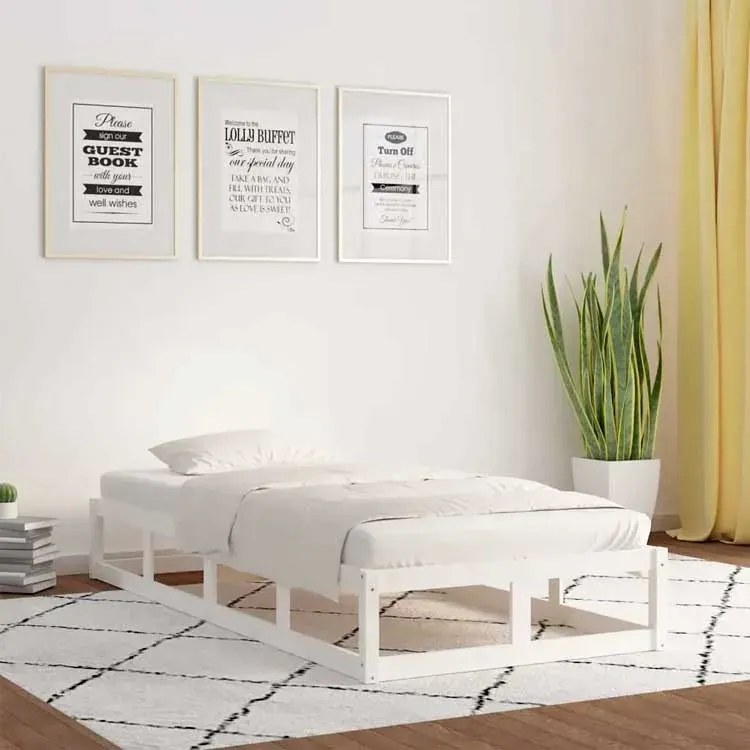 Białe pojedyncze drewniane łóżko 90x200 N4-W43