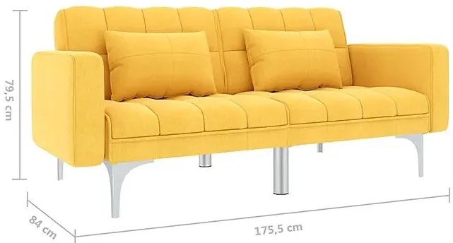 Rozkładana żółta kanapa z poduszkami L7-C27