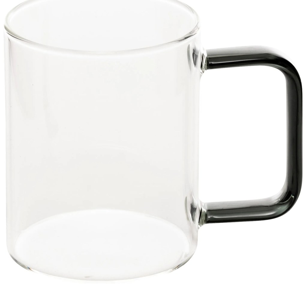 Szklany kubek z barwionym uszkiem, 200 ml