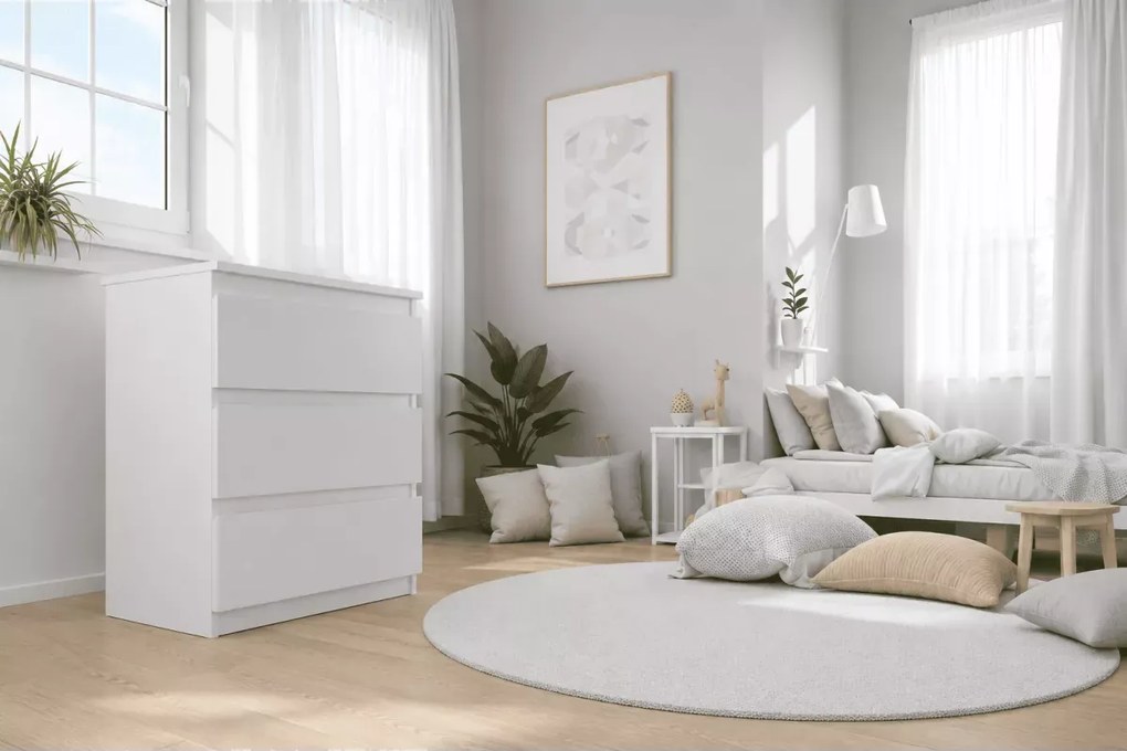 Komoda Asmara 70 cm 3 szuflady nowoczesna do salonu sypialni biała polski producent