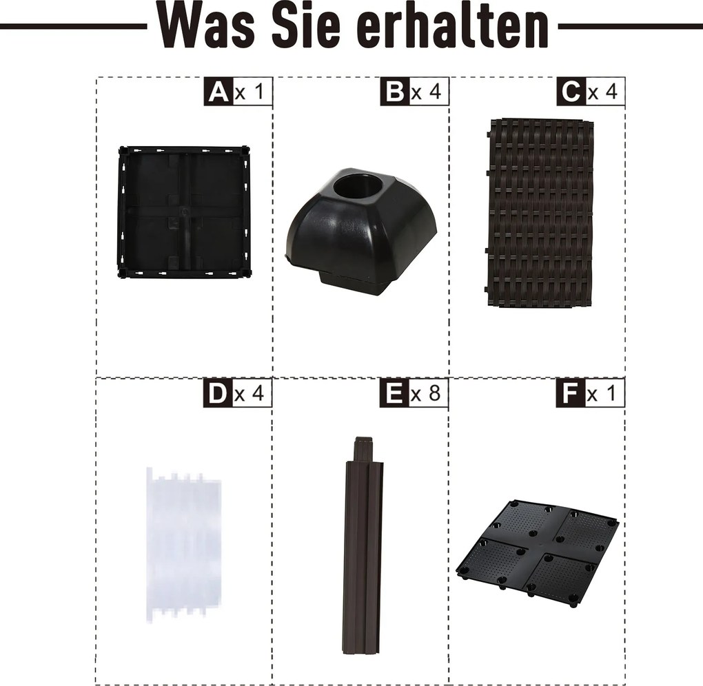 Outsunny donica kwietnik podwyższony z otworami odpływowymi imitacja ratanu PP brązowy | Aosom PL