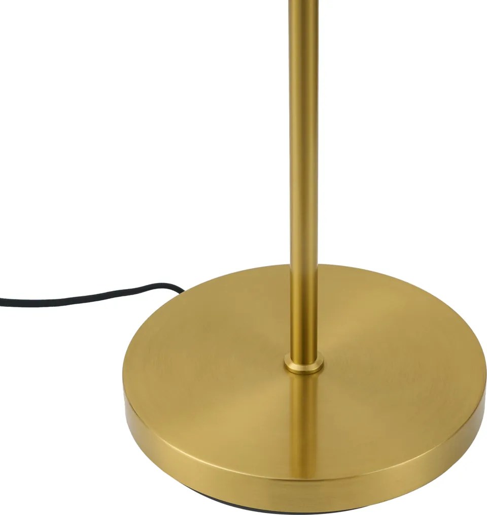 Designerska lampa podłogowa mosiężna z bursztynowym szkłem 2-źródła światła - Brianna