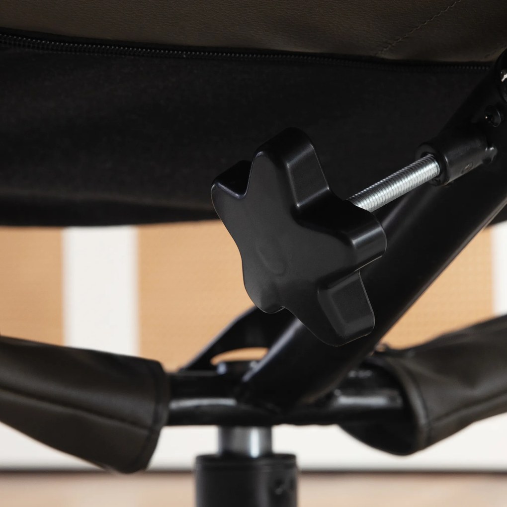 HOMCOM Fotel Relaksacyjny z Podnóżkiem, Regulowane Oparcie, Skóra Ekologiczna, do 150 kg, Szary