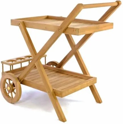 Wózek do serwowania DIVERO z drzewa tekowego