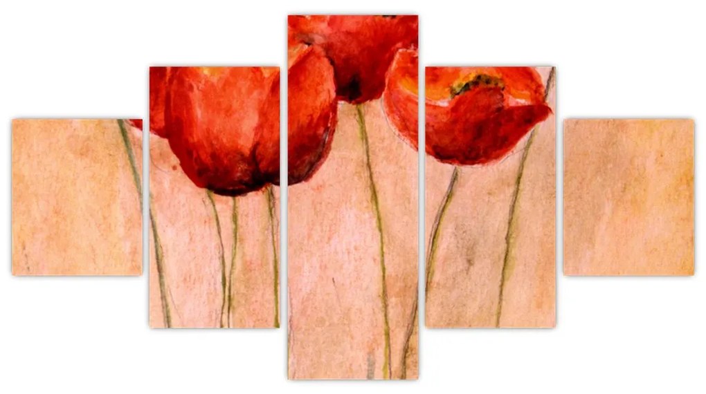Obraz - Czerwone tulipany (125x70 cm)