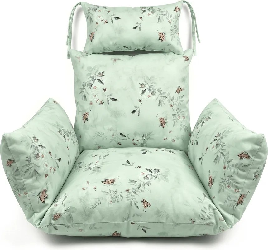 Poduszka do wiszącego fotela KOKON, jasnozielona ze wzorem