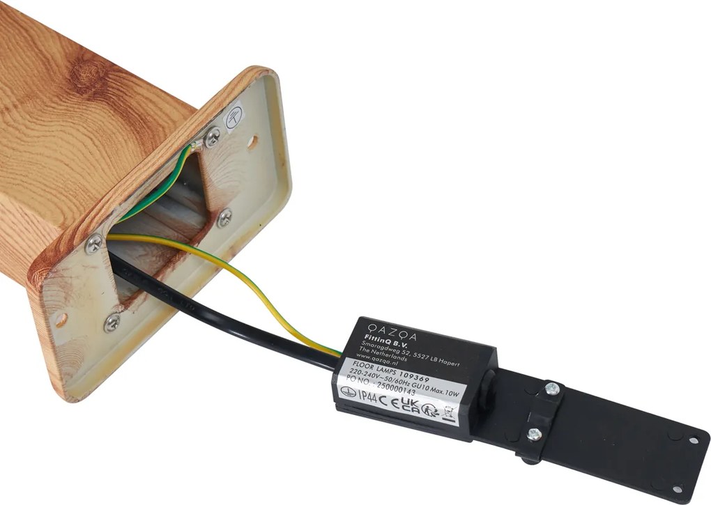 Nowoczesna lampa podłogowa zewnętrzna aluminiowa z nadrukiem drewna 65 cm IP44 - Baleno